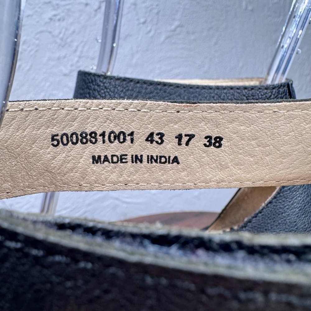 Fly London Yake Women's Size 38 (US sz 7) Perforated Leather Wedge Sandals Black - Picture 8 of 11
